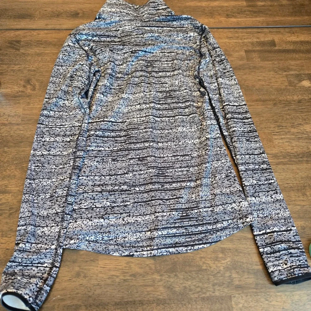 Nike Pro Dri-FIT Womens Quarter Zip Pullover Black White Glitch Print 684992-065